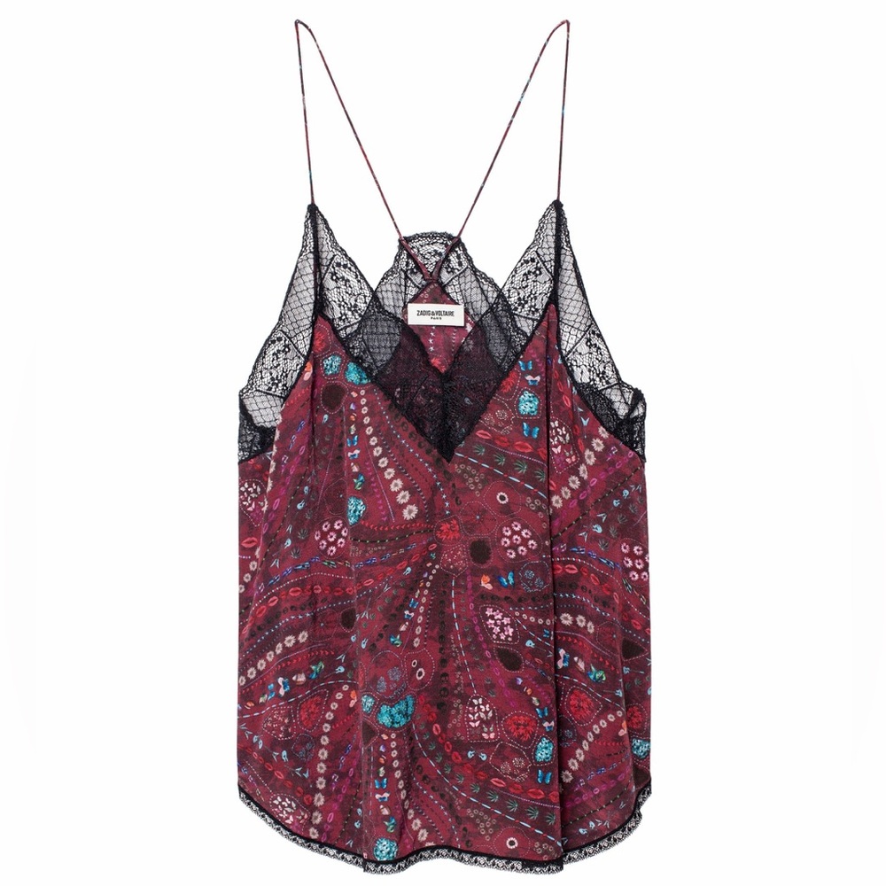 NWT Zadig & Voltaire lace trim racerback Christy camisole Size L